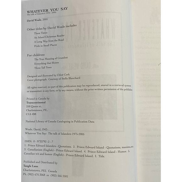 Whatever You Say The Talk of Islanders D. Weale PEI Canada Prince Edward Island - Picture 4 of 4